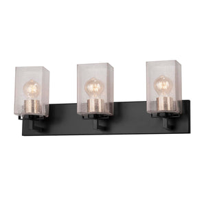 Justice | Vice 3-Light Bath Bar Seed Glass Matte Blk Brass