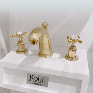 Rohl | Perrin and Rowe Widespread Bathroom Faucet with Metal Cross Handles