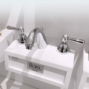 Rohl | Verona C-Spout Widespread Bathroom Faucet in Polished Chrome With Metal Lever Handle