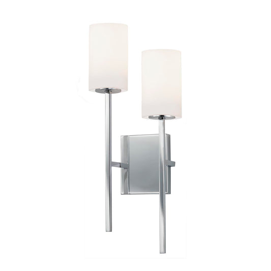 Justice | Rise ADA 2-Light Wall Sconce Opal Glass Pol Chrome