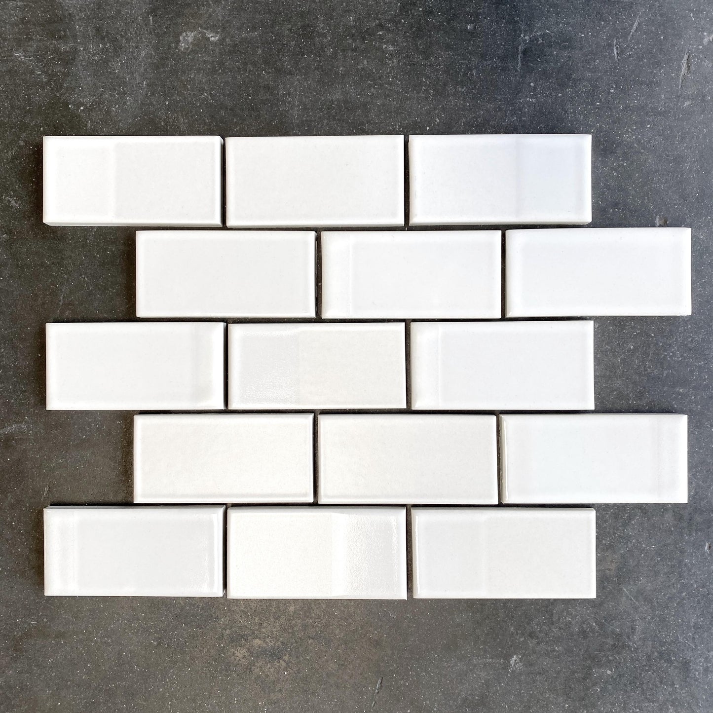 Heath Ceramics | 2x4 Dual Glaze Opaque Blend in Stone White, 122 + 114