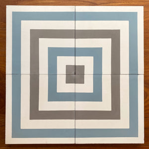 Clé Tile | Cement Square Target 8x8 Tile, in Lake/Metal/White
