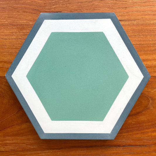 Clé Tile | Honeycomb Hex Tile 8x9x5/8 in Federal Blue, Powder and Kelly Green