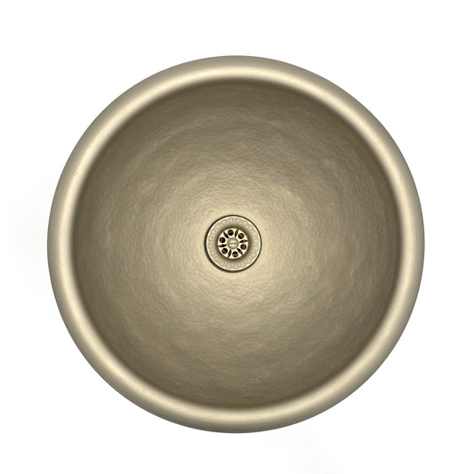 Herbeau | 13-3/4" "Moselle" Round Bowl Sink in Hammered Satin Nickel