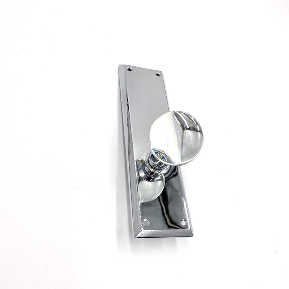 Emtek | Quincy 9in No-Key Sideplate Prvcy Door Handle Bristol Crystal Pol Chrome