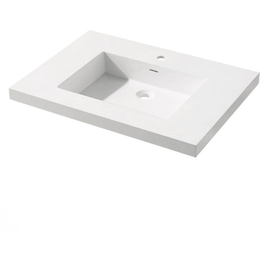 Madeli | X Stone 30 Inch White Solid Surface Rectangular Top/Basin