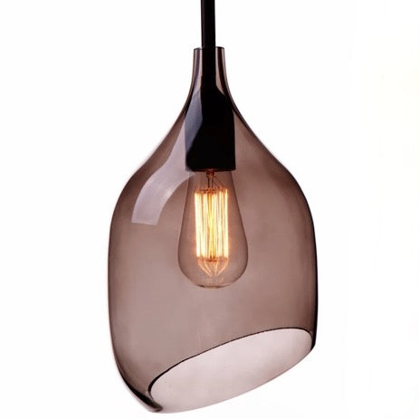Decode | Vessel Angle Cut Pendant Smoked Grey Shade With Black Fitting