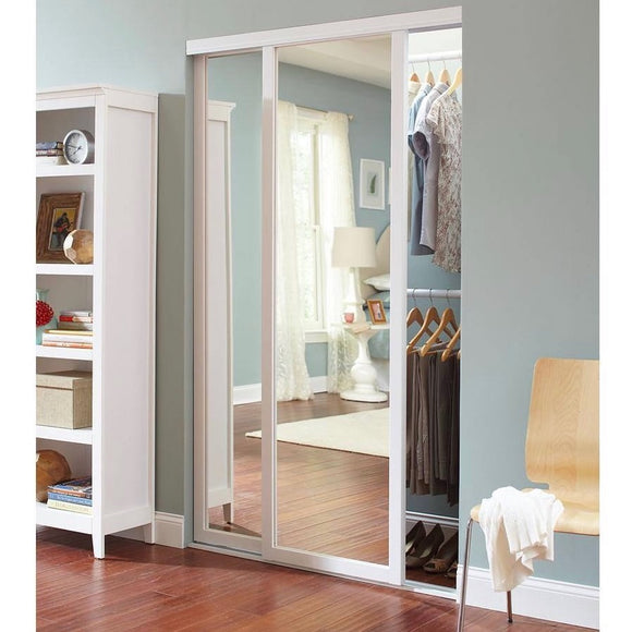Contractors Wardrobe | Serenity Wood Mirrored Interior Sliding Door 84x81 White