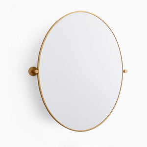 West Elm | Metal Frame Pivot Oval Wall Mirror - 26 Inch in Antique Brass