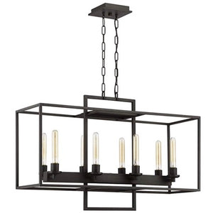Craftmade | Cubic Industrial Linear Chandelier, 8-Light, Aged Brushed Bronze
