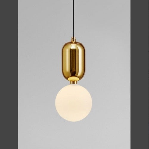 Mento | Iron Gold and White Glass Pendant Light