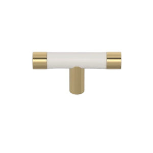 Turnstyle Designs | Cabinet Barrel T Bar Recess Leather White, Polished Brass
