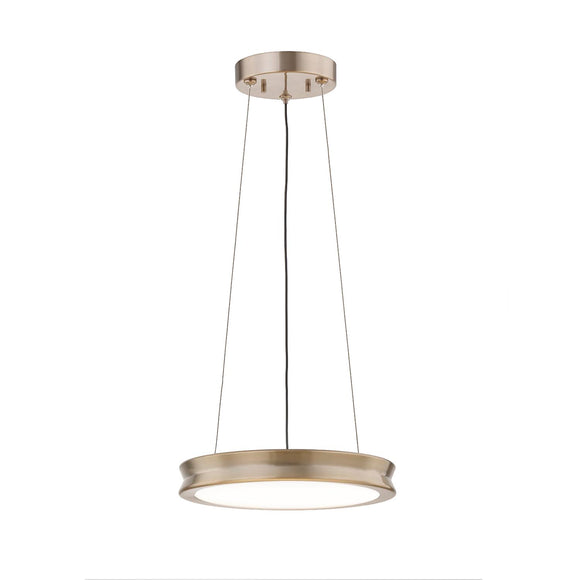 Justice | Bevel 12 in LED Pendant Opal Glass Brush Brass