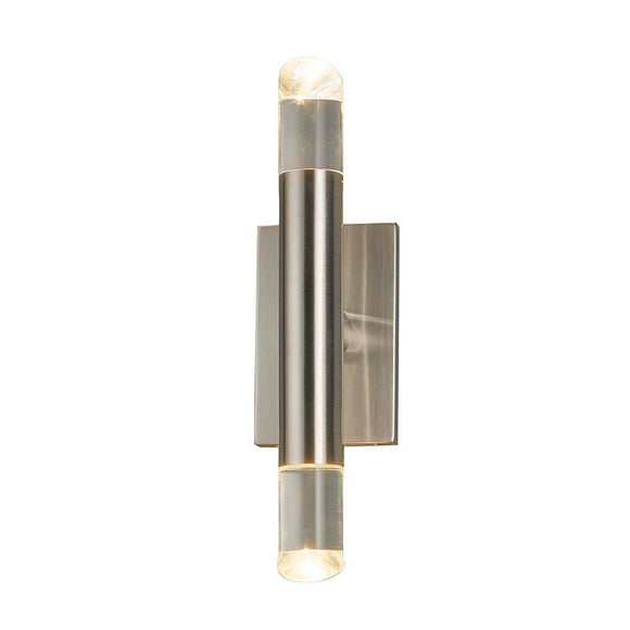 Justice | Kyber ADA 2-Light LED Up & Downlight Wall Sconce Clear Brush Nickel
