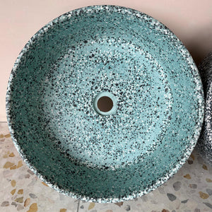 Concrete Collaborative | Concrete Terrazzo Round Sink in Color Spa, Dark Chip