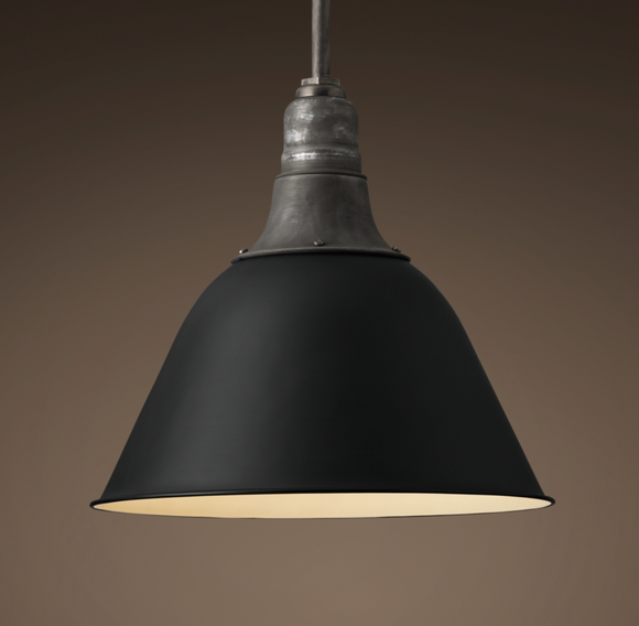 Restoration Hardware | Vintage French Farmhouse Pendant 14”- Black