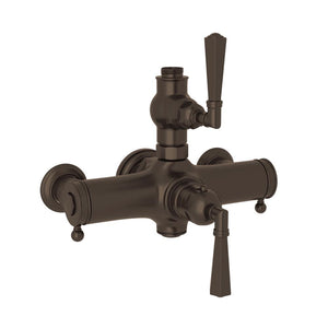 Rohl | Palladian Exposed Thermostatic Valve - Tuscan Brass w Metal Lever Handle