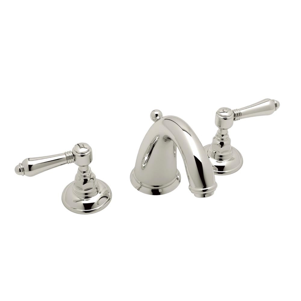 Rohl | San Julio C-Spout Widespread Bathroom Faucet - Pol Nickel Lever Handle
