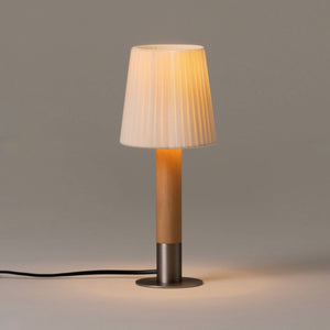 Santa & Cole | Basica Minima Table Lamp in Nickel and Natural Ribbon Shade