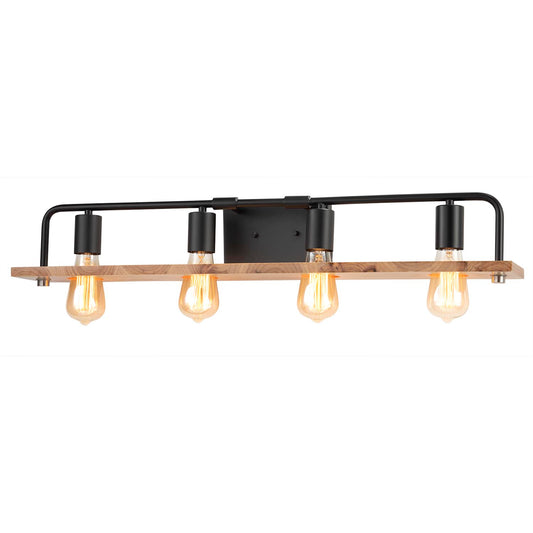 Justice | Loft 4-Light Bath Bar Wood Matte Blk