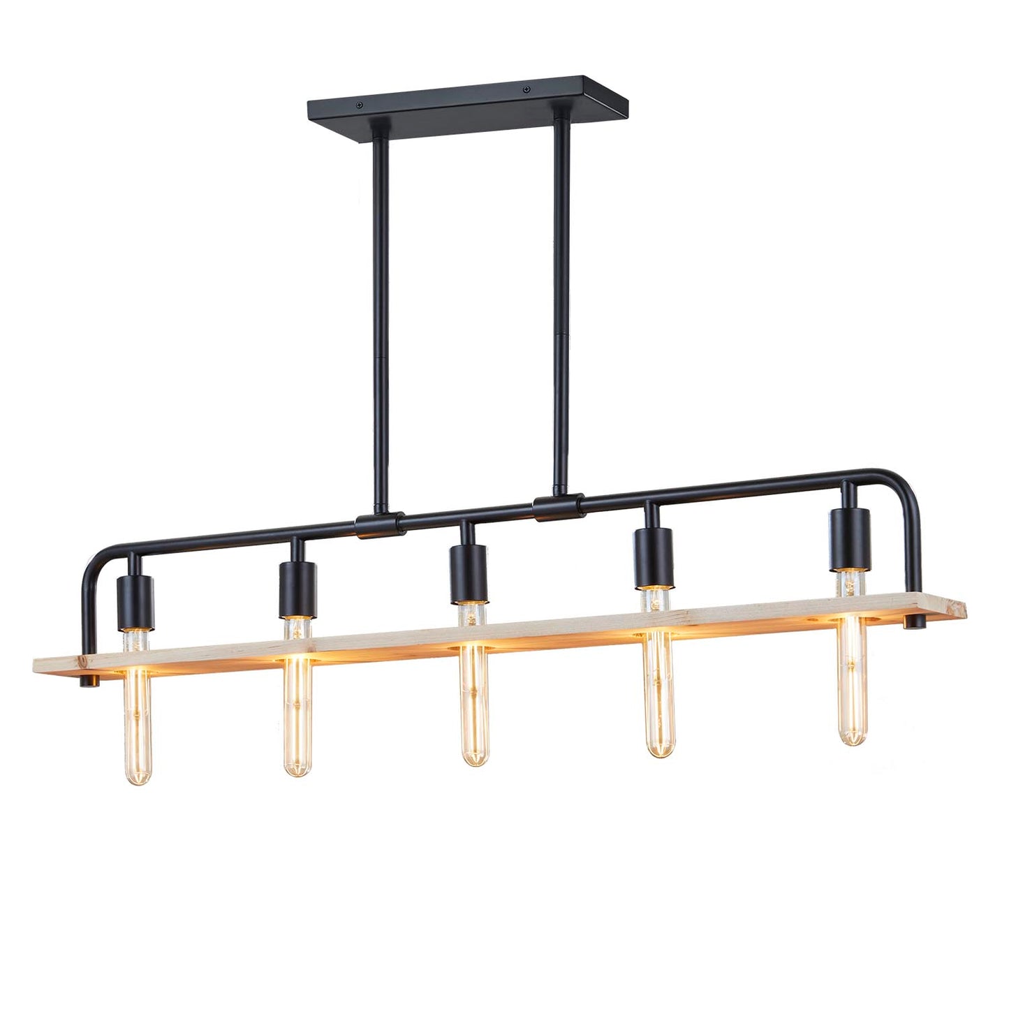 Justice | Loft 5-Light Island Chandelier Wood Matte Blk