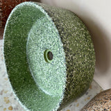 Concrete Collaborative | Concrete Terrazzo Round Sink in Emerald, Dark Chip