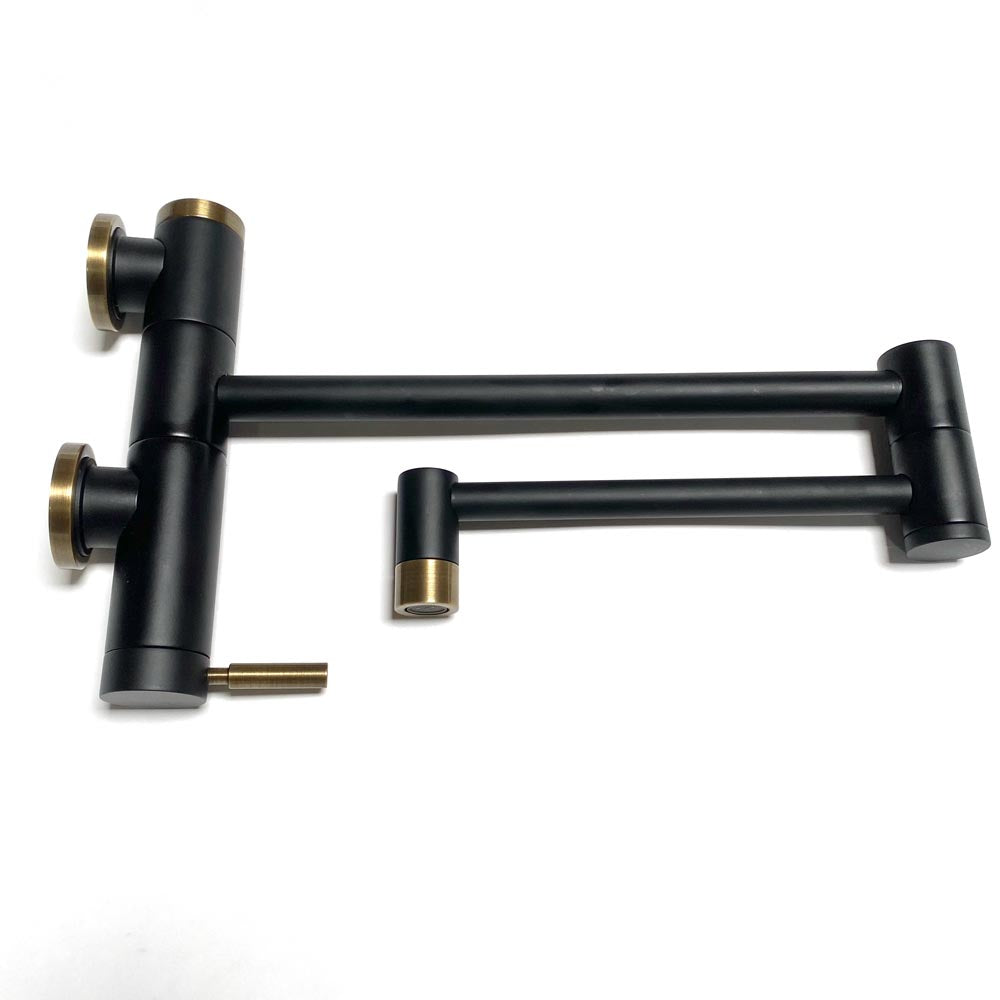 Waterstone | 3200 Contemporary Wall Mounted Potfiller in Matte Black and Brass