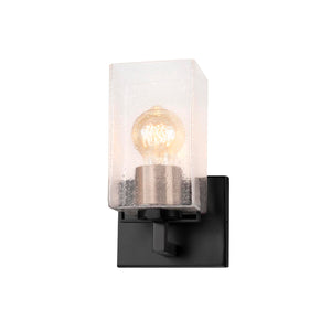 Justice | Vice 1-Light Wall Sconce Seed Glass Matte Blk Brass