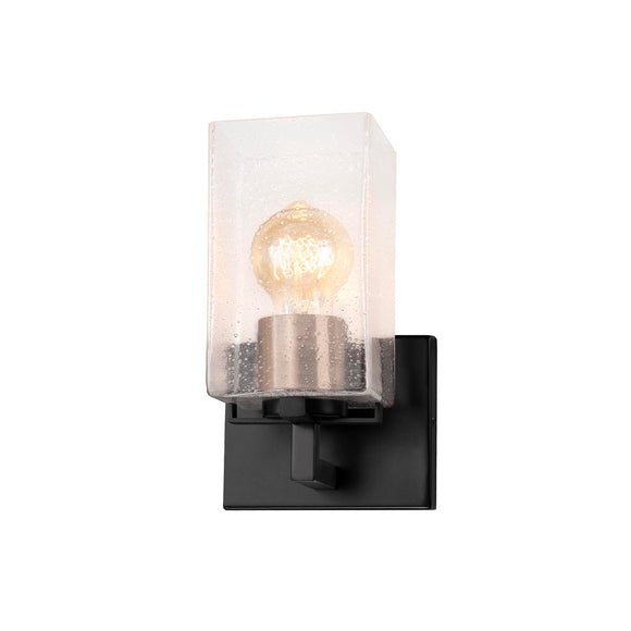Justice | Vice 1-Light Wall Sconce Seed Glass Matte Blk Brass