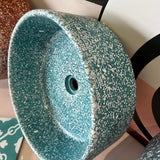 Concrete Collaborative | Concrete Terrazzo Round Sink in Color Spa, Light Chip