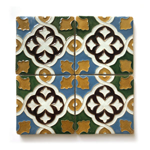 Solar Antique Tiles | Hispano-Moorish 16th Century Repro Ceramic 5x5 in Glossy