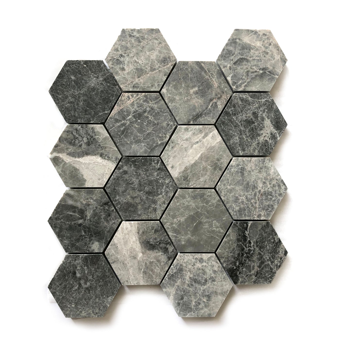 Waterworks | Studio Mosaic 3" Hexagon Mosaic in Graystone Polished