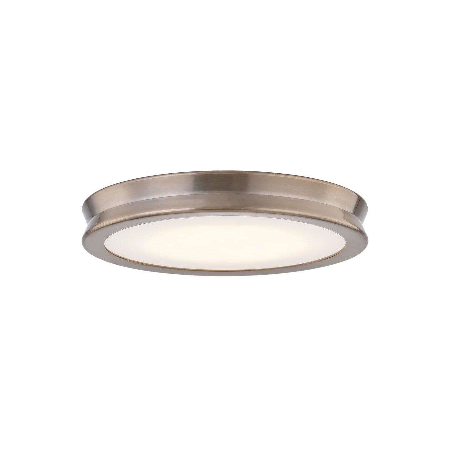 Justice | Bevel 12 in LED Flush-Mount Opal Glass Brush Brass