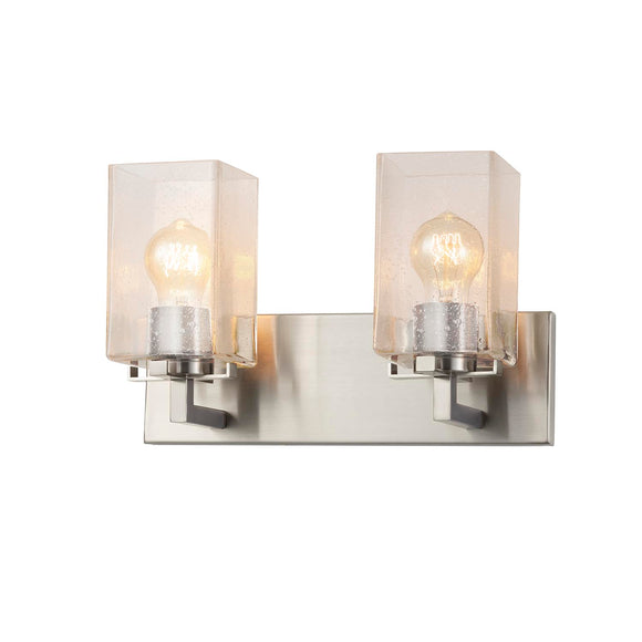 Justice | Vice 2-Light Bath Bar Seed Glass Brush Nickel