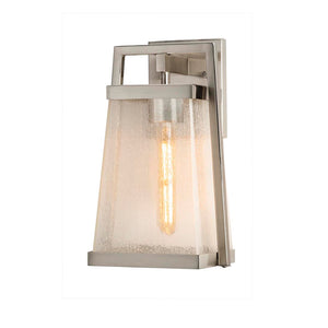 Justice | Obispo 1-Light Outdoor Wall Sconce Seed Glass Brush Nickel