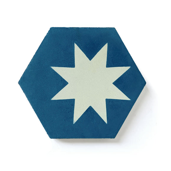 Original Mission Tile | 8x9 in Hex Tile - Blue - Star Large