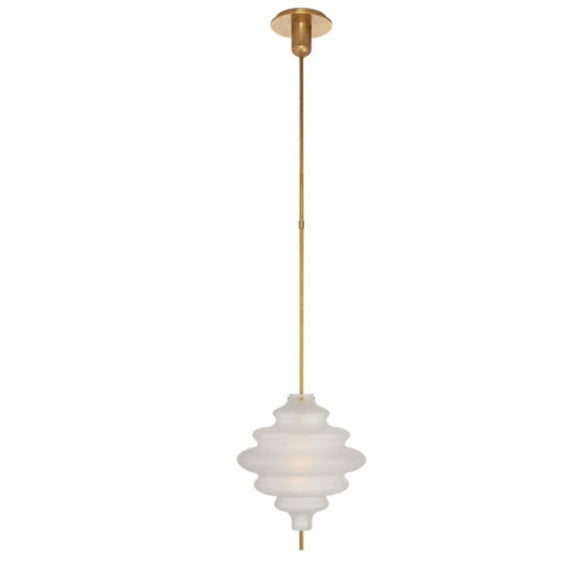 Visual Comfort | Kelly Wearstler Tableau 12 in Brass Pendnt Light Volcanic Glass