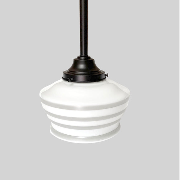 Schoolhouse Electric | Union 4 Pendant - True Black with Ogee Shade.