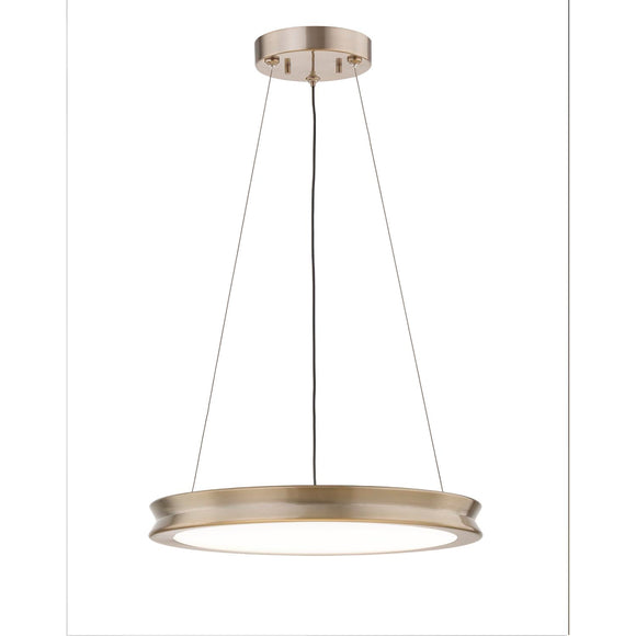 Justice | Bevel 16 in LED Pendant Opal Glass Brush Brass